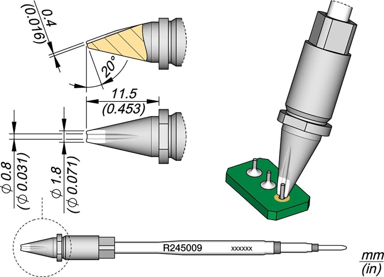 Lötspitze R245, Pin-Connector, Ø 0,8 mm, R245009