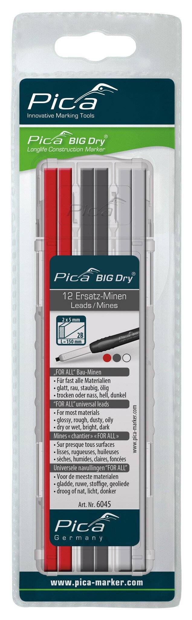 Pica BIG DRY Minen-Set FOR ALL Rot/Graphit/Weiss, SB Verpackung