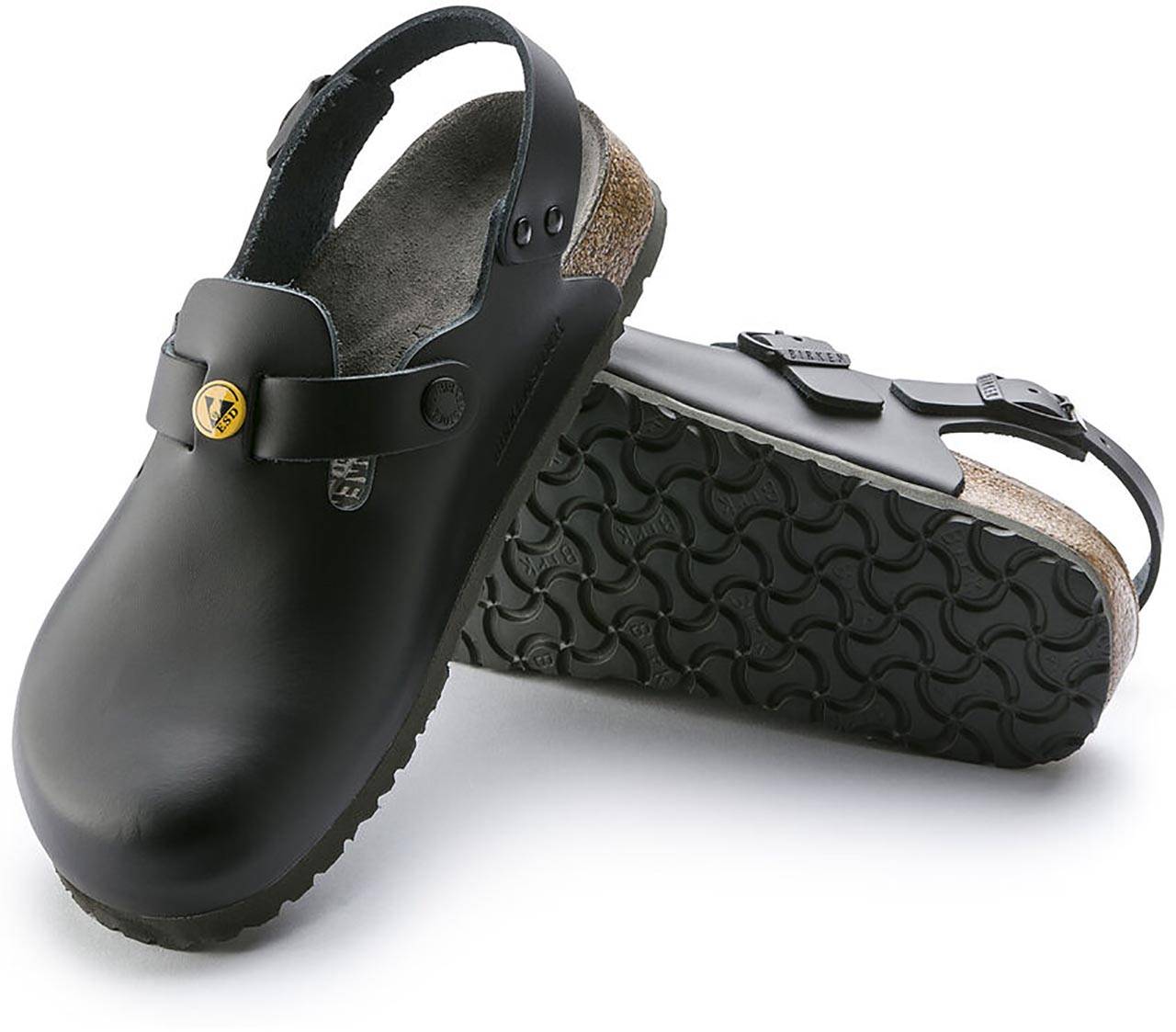 ESD Clog TOKIO ESD Naturleder 61408, schwarz, schmal, 38