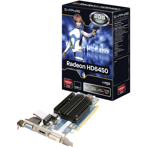 Sapphire Grafikkarte AMD Radeon HD6450 2 GB DDR3-RAM PCIe x16 DVI, VGA, HDMI®