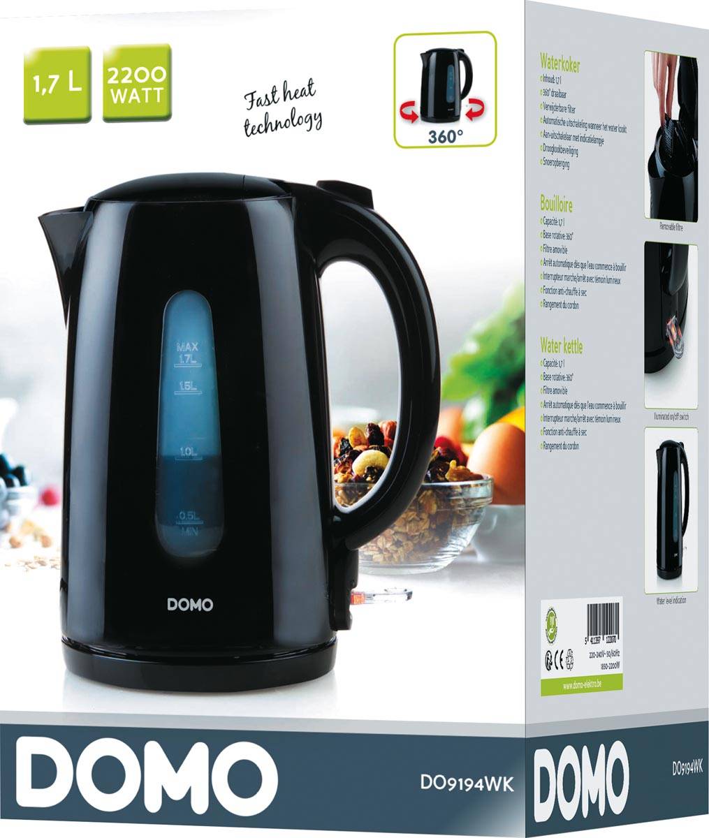 Domo DO9194WK - 1,7 l - SchwarzWater kettle - 1.7l - 360°