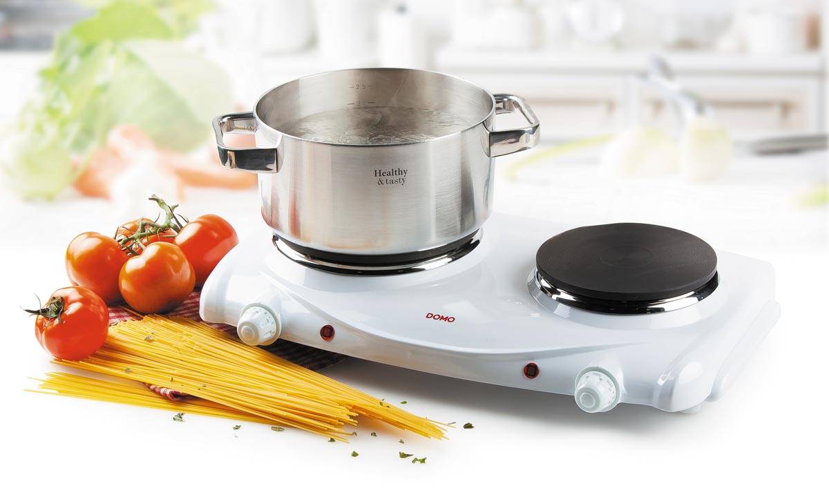 Domo DO310KP, Weiß, Arbeitsplatte, Versiegelte Platte, Edelstahl, 2 Zone(n), 2 Zone(n)