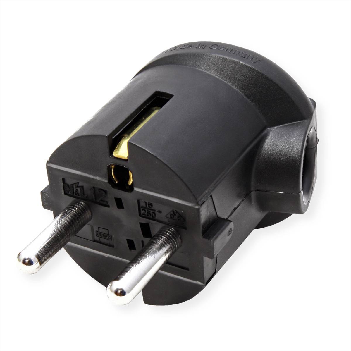 BACHMANN Schutzkontaktstecker, schwarz bruchfest, montierbar, IP 20, Winkel