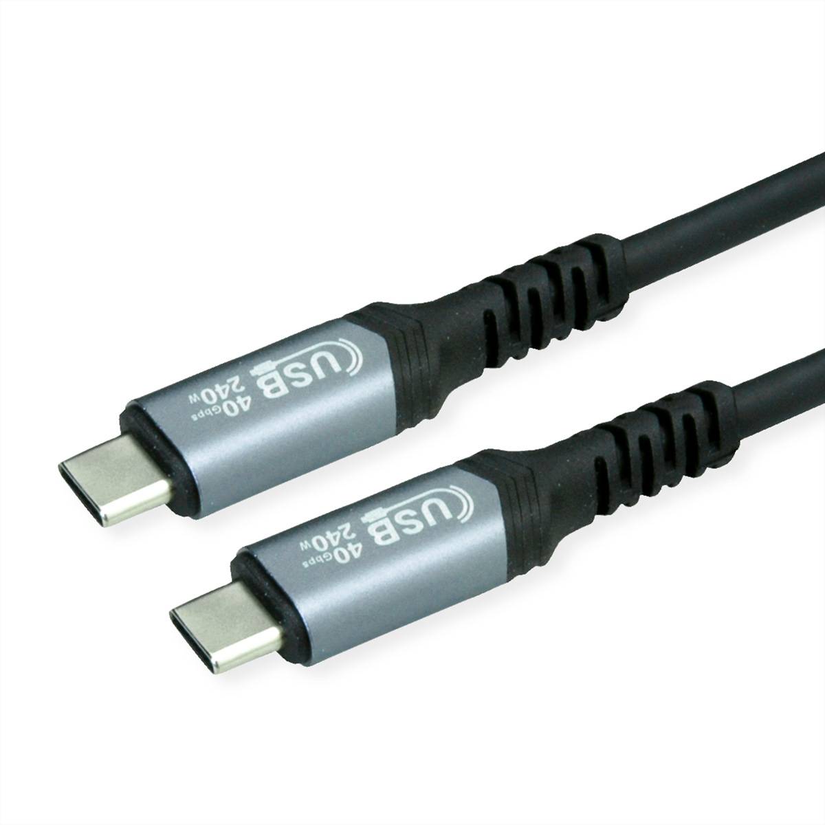 VALUE USB4 Gen3x2 Kabel, C–C, ST/ST, 40Gbit/s, 240W, schwarz, 0,8 m