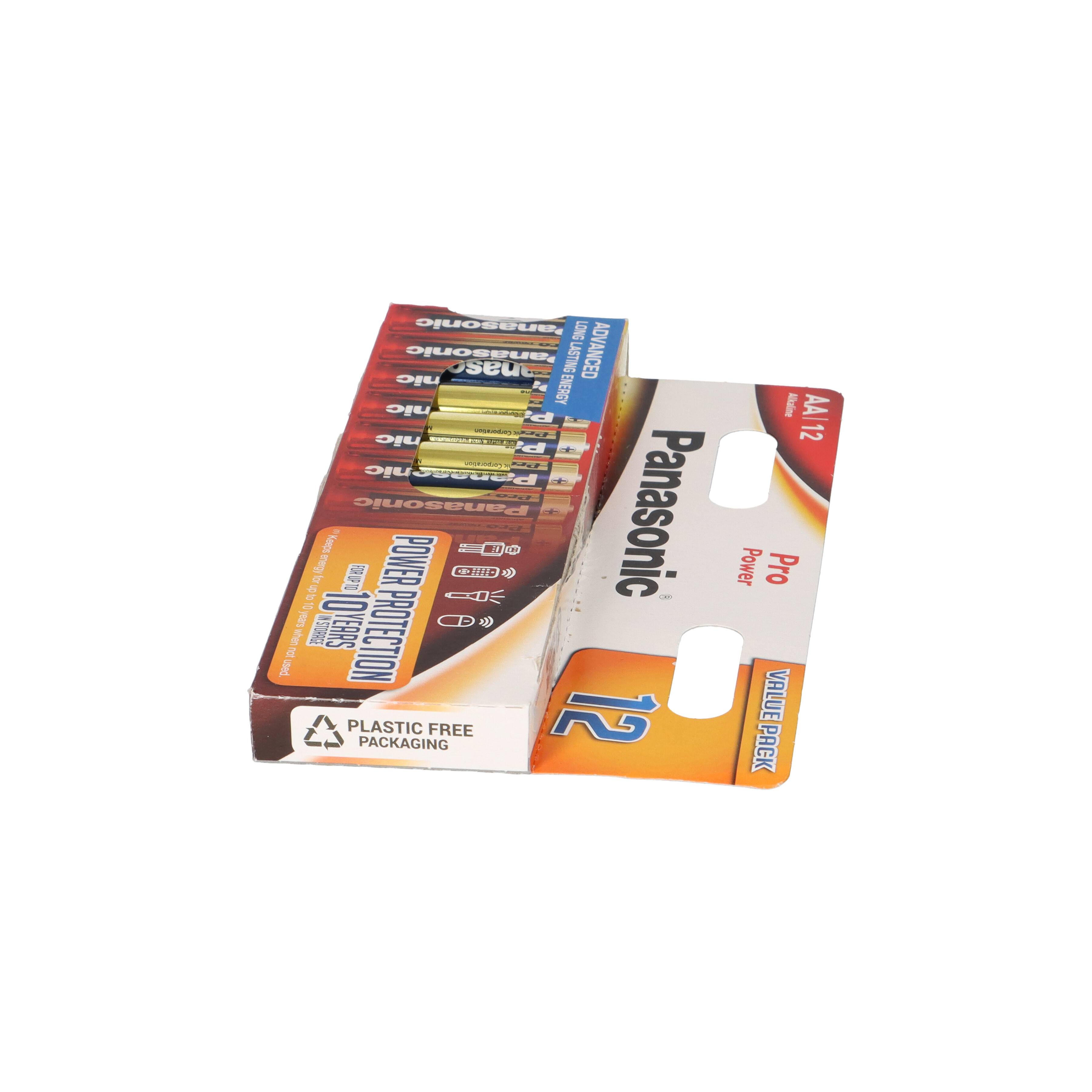 12 Sparpack Panasonic Pro Power AA Mignon Batterien, ideal für Geräte mit mittlerem und hohem Energiebedarf