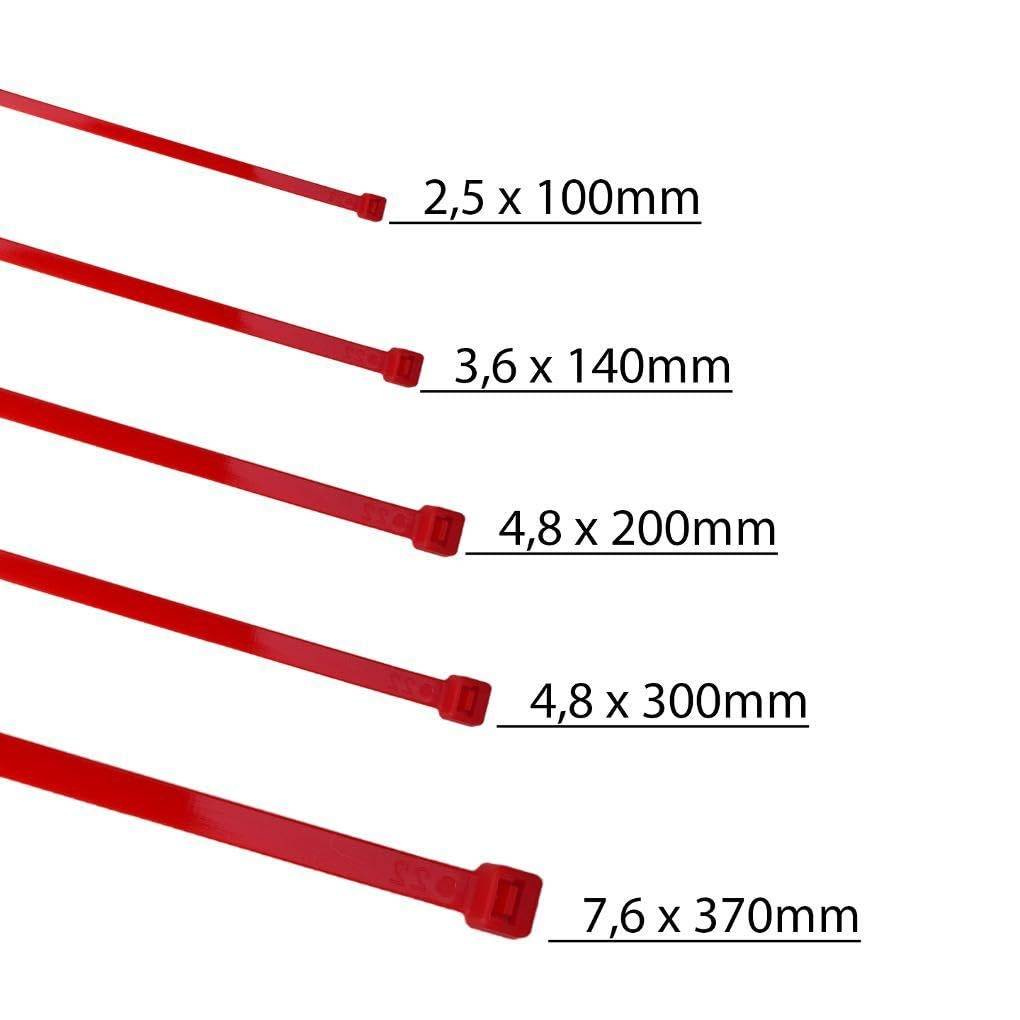 Kabelbinder 500 Stück rot UV beständig Universalbinder 4,8 x 200 mm
