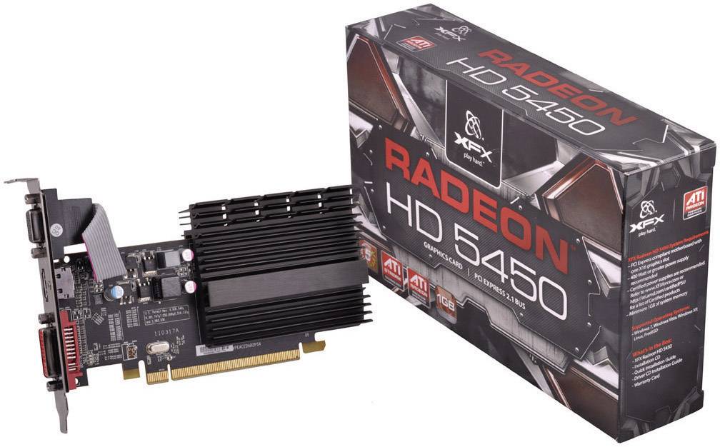 XFX Grafikkarte ATI Radeon HD5450  1 GB DDR3-RAM PCIe x16  DVI, VGA, HDMI® Passiv gekühlt