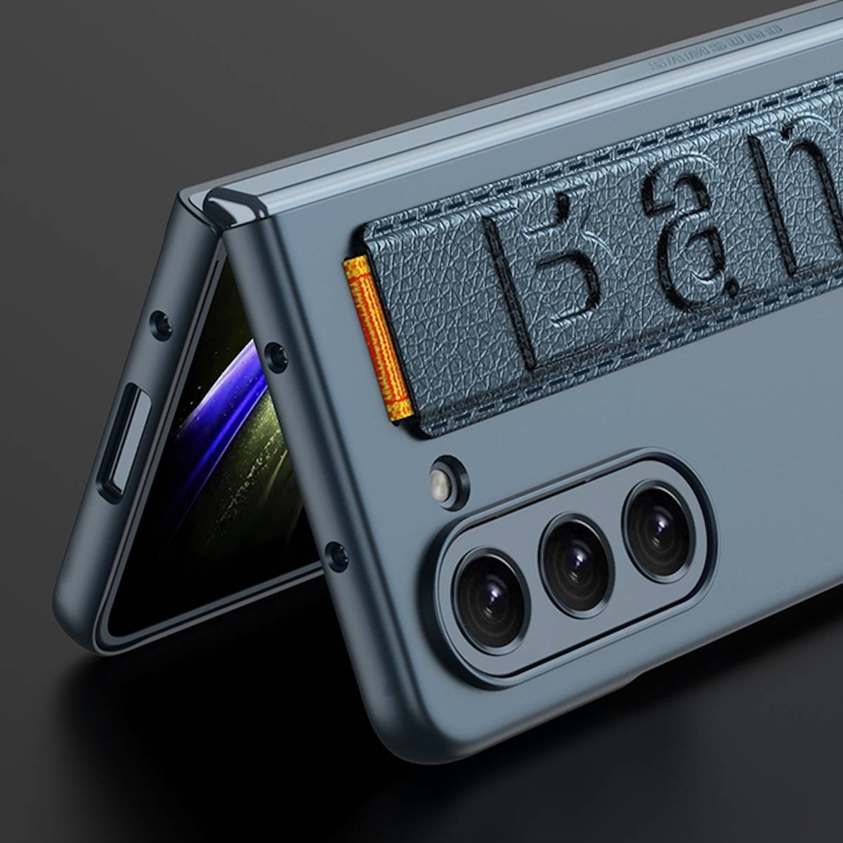 Für Samsung Galaxy Z Fold5 5G Stoßfeste Handyhülle + Armbandhalterung