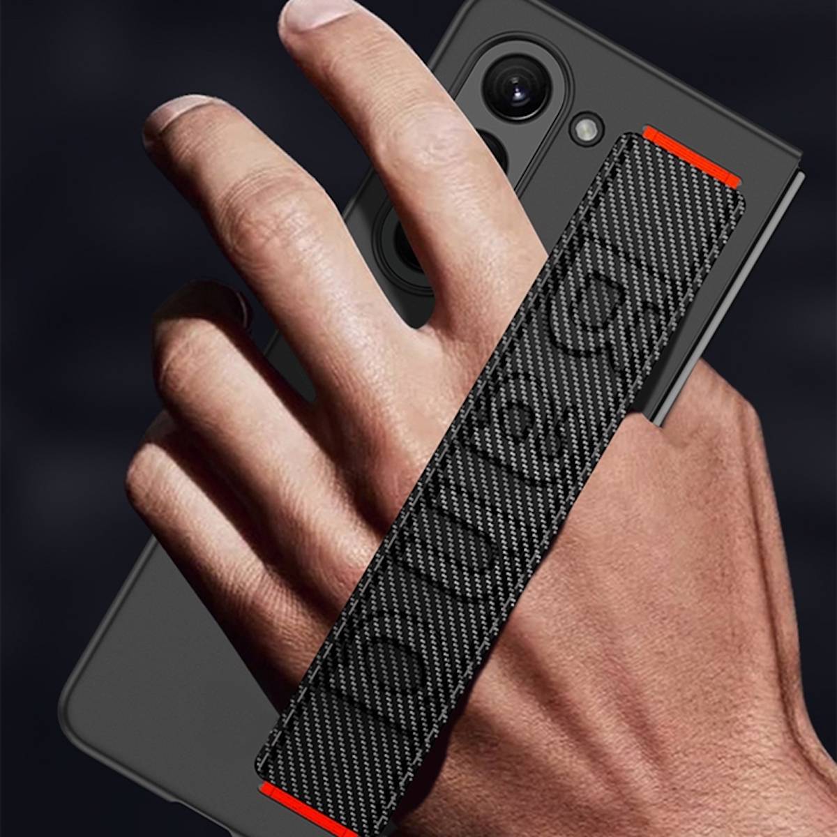 Für Samsung Galaxy Z Fold5 5G Stoßfeste Handyhülle + Armbandhalterung