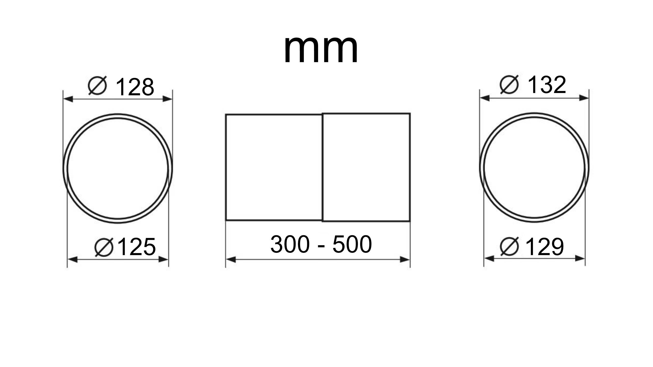 Rundrohr Teleskoprohr Plastivent 125 mm 30-50