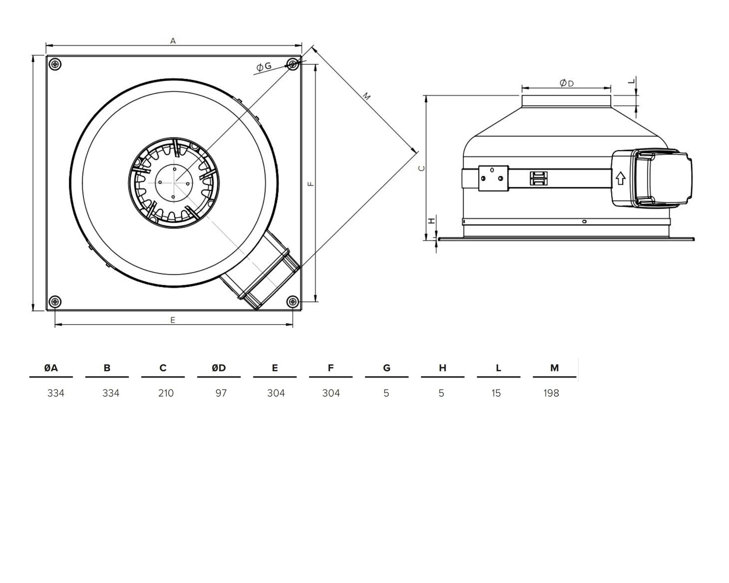 Radialer Wandventilator CA MD E W 100