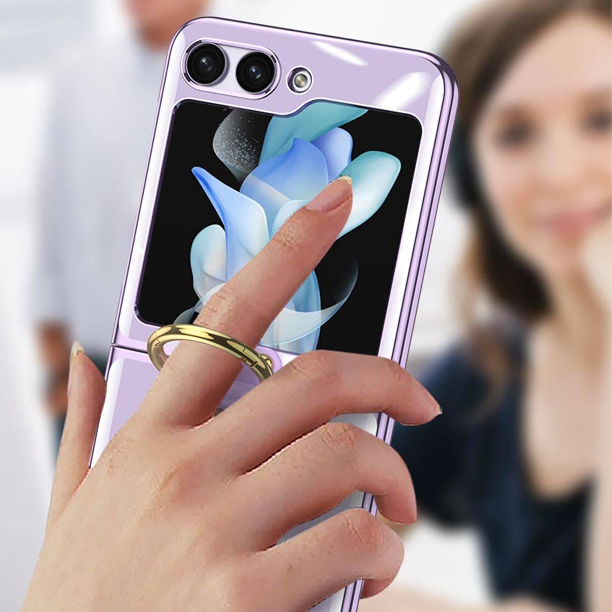 Für Samsung Galaxy Z Flip5 5G GKK Electroplating Schutzhülle mit Ring