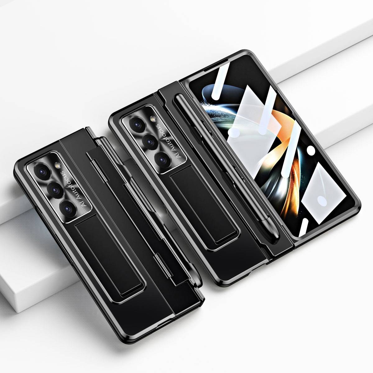 Für Samsung Galaxy Z Fold5 5G Hülle mit Stand- Stifthalterung u. Stift