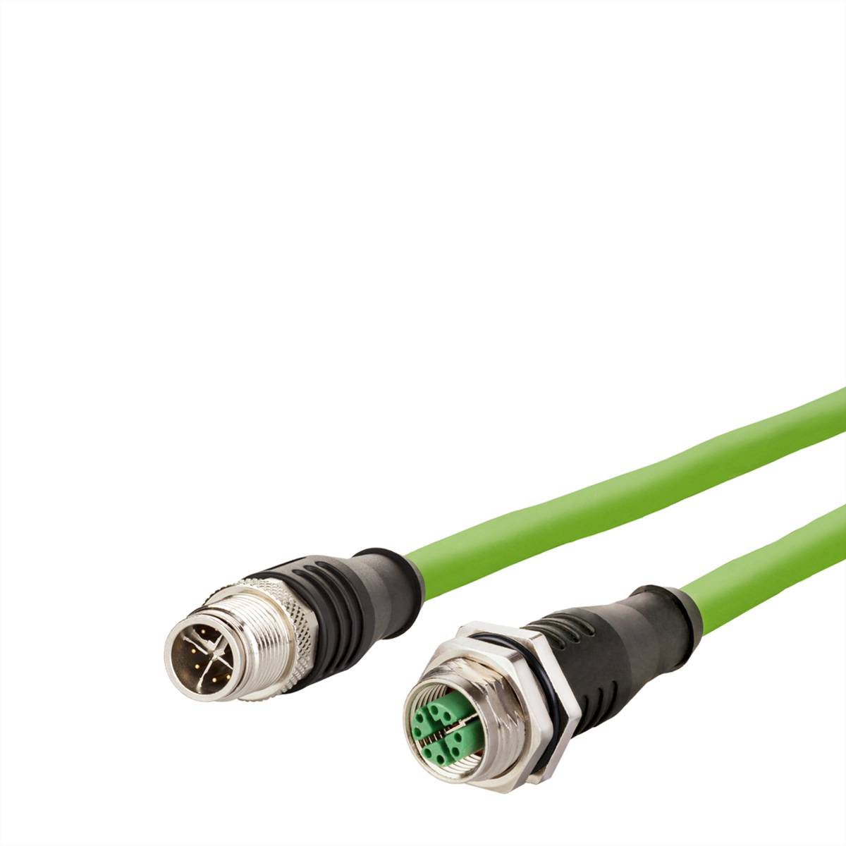 Metz Connect 142M2X12100 M12 Netzwerkkabel, Patchkabel CAT 6a S/FTP 10.00 m Grün PUR-Mantel, Säurebeständig, Ozonbeständig, UV-Beständig, Schlepp
