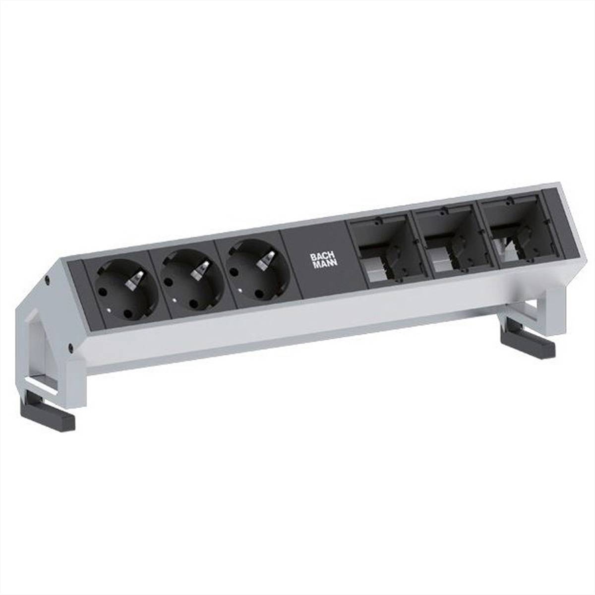 Bachmann 902.402 Steckdosenleiste ohne Schalter Schwarz, Aluminium Schutzkontakt