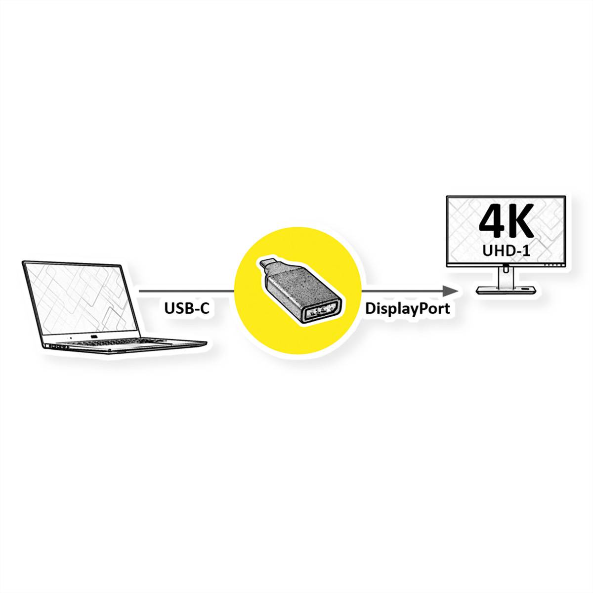 ROLINE Display Adapter USB Typ C - DisplayPort v1.2