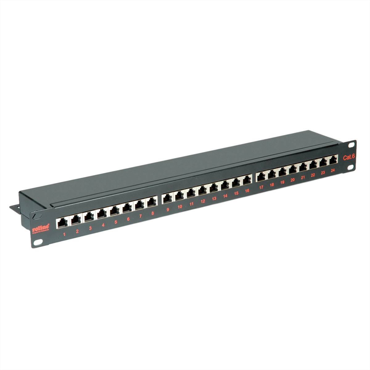ROLINE Kat.6 (Class E) 19"-Patchpanel, 24P, geschirmt, schwarz