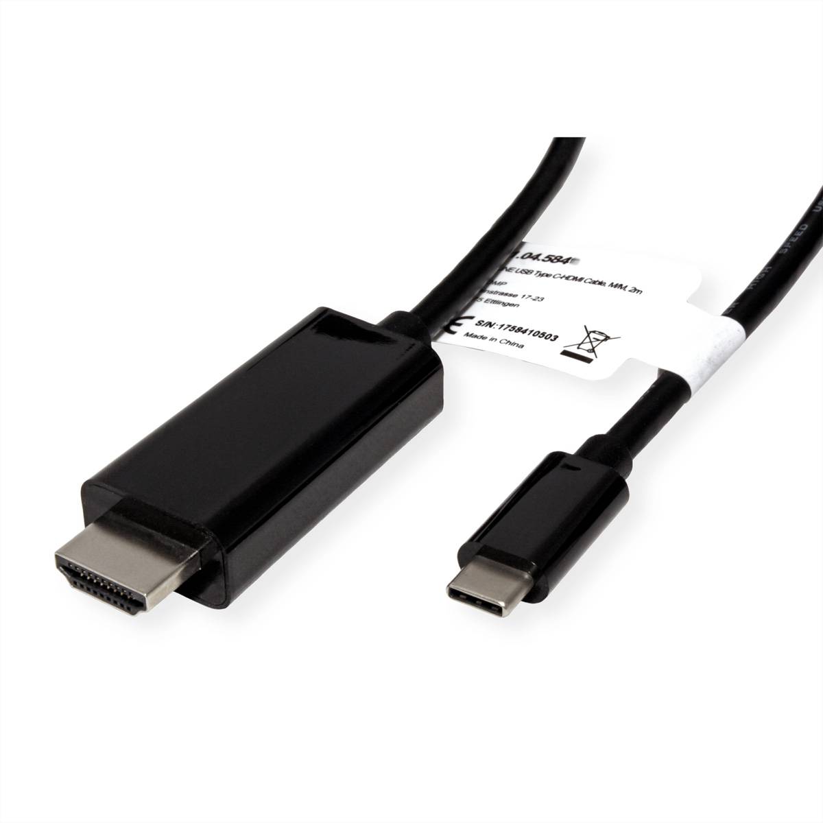 ROLINE USB Typ C - HDMI Adapterkabel, ST/ST, 1 m