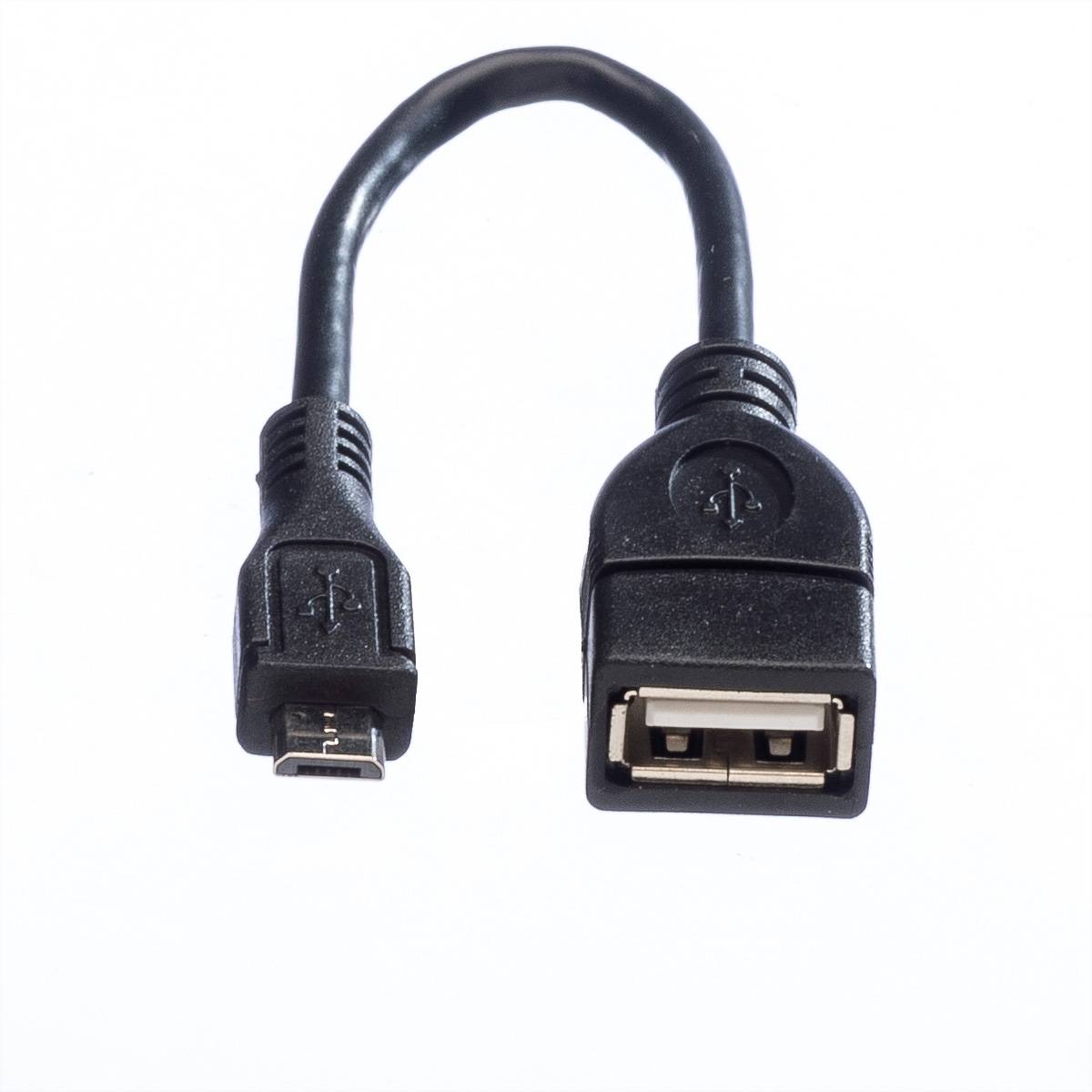 Value USB-Kabel USB 2.0 USB-Micro-B Stecker, USB-A Buchse 0.15m Schwarz Geschirmt 11.99.8311