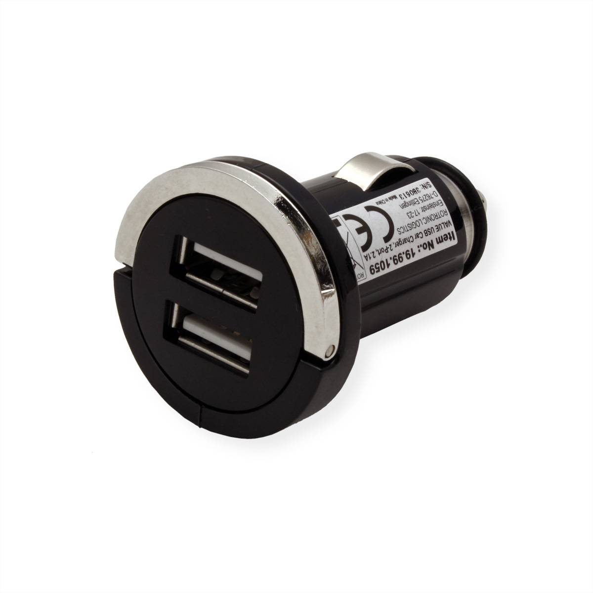 VALUE USB Charger mit KFZ-Stecker, 2 Port, 10W