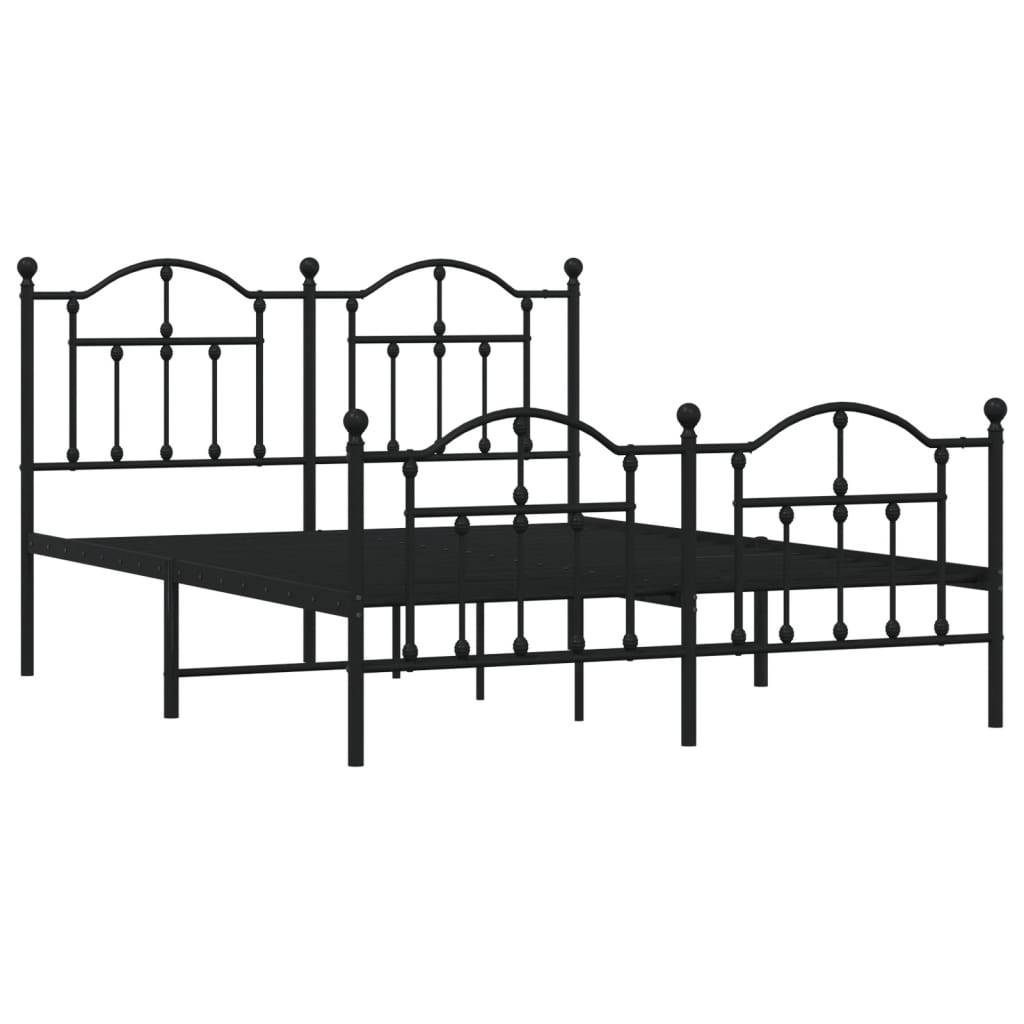 vidaXL Bettgestell mit Kopf- und Fußteil Metall Schwarz 140x190 cm