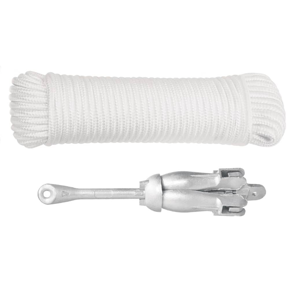 vidaXL Klappanker mit Seil Silbern 2,5 kg Temperguss