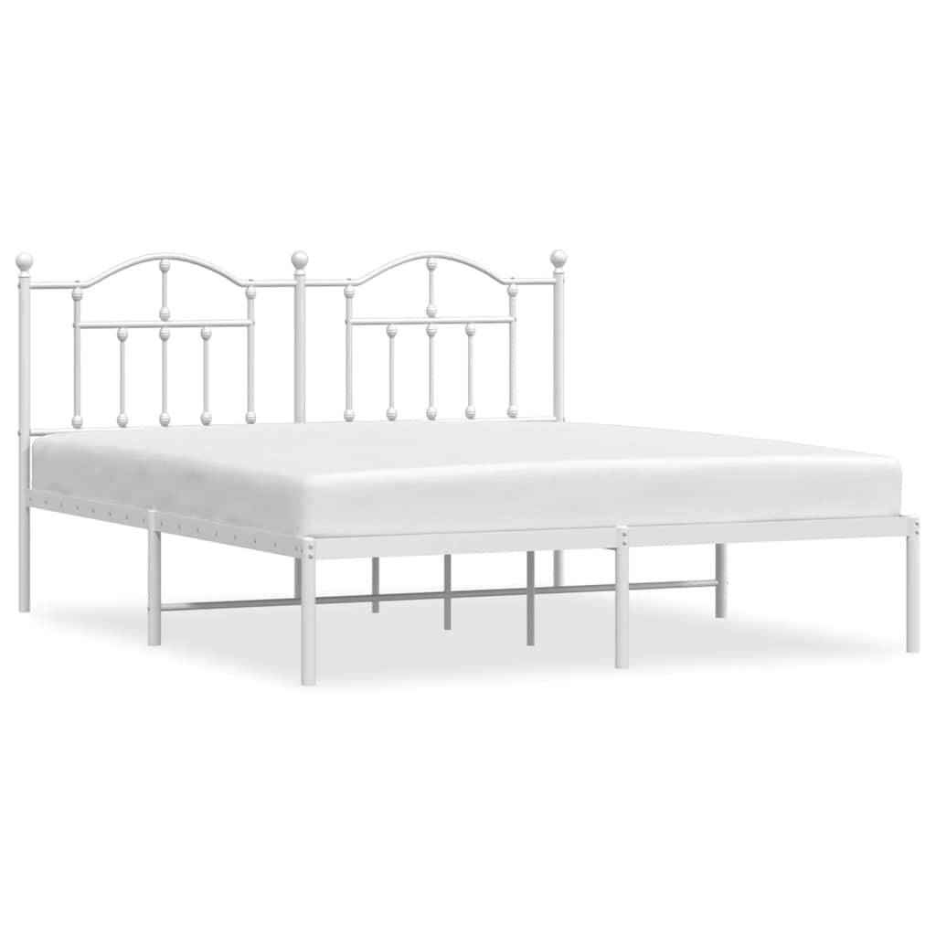 vidaXL Bettgestell mit Kopfteil Metall Weiß 183x213 cm