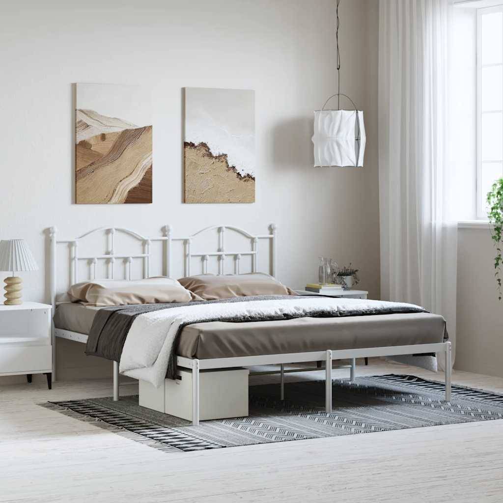 vidaXL Bettgestell mit Kopfteil Metall Weiß 183x213 cm