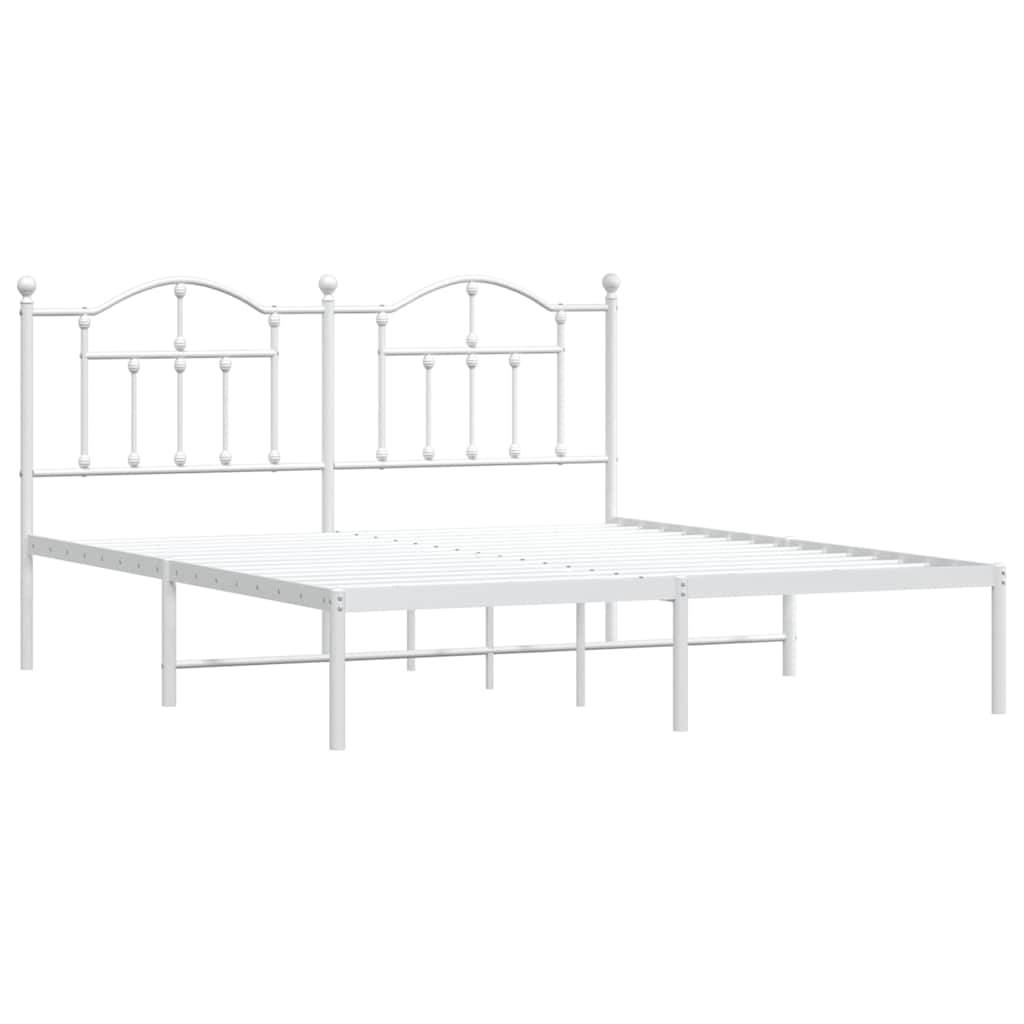 vidaXL Bettgestell mit Kopfteil Metall Weiß 183x213 cm