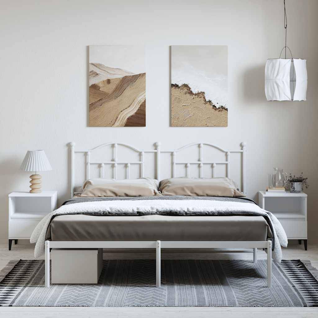 vidaXL Bettgestell mit Kopfteil Metall Weiß 183x213 cm