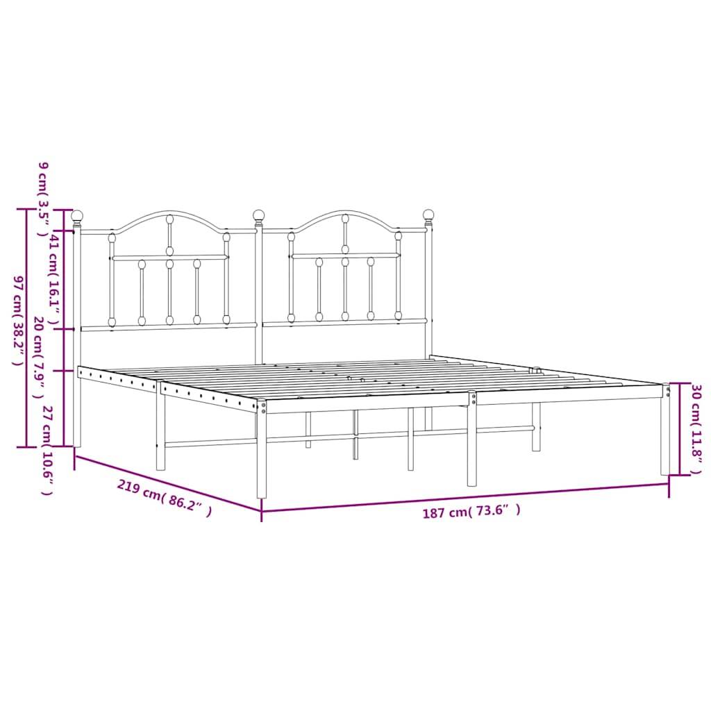 vidaXL Bettgestell mit Kopfteil Metall Weiß 183x213 cm