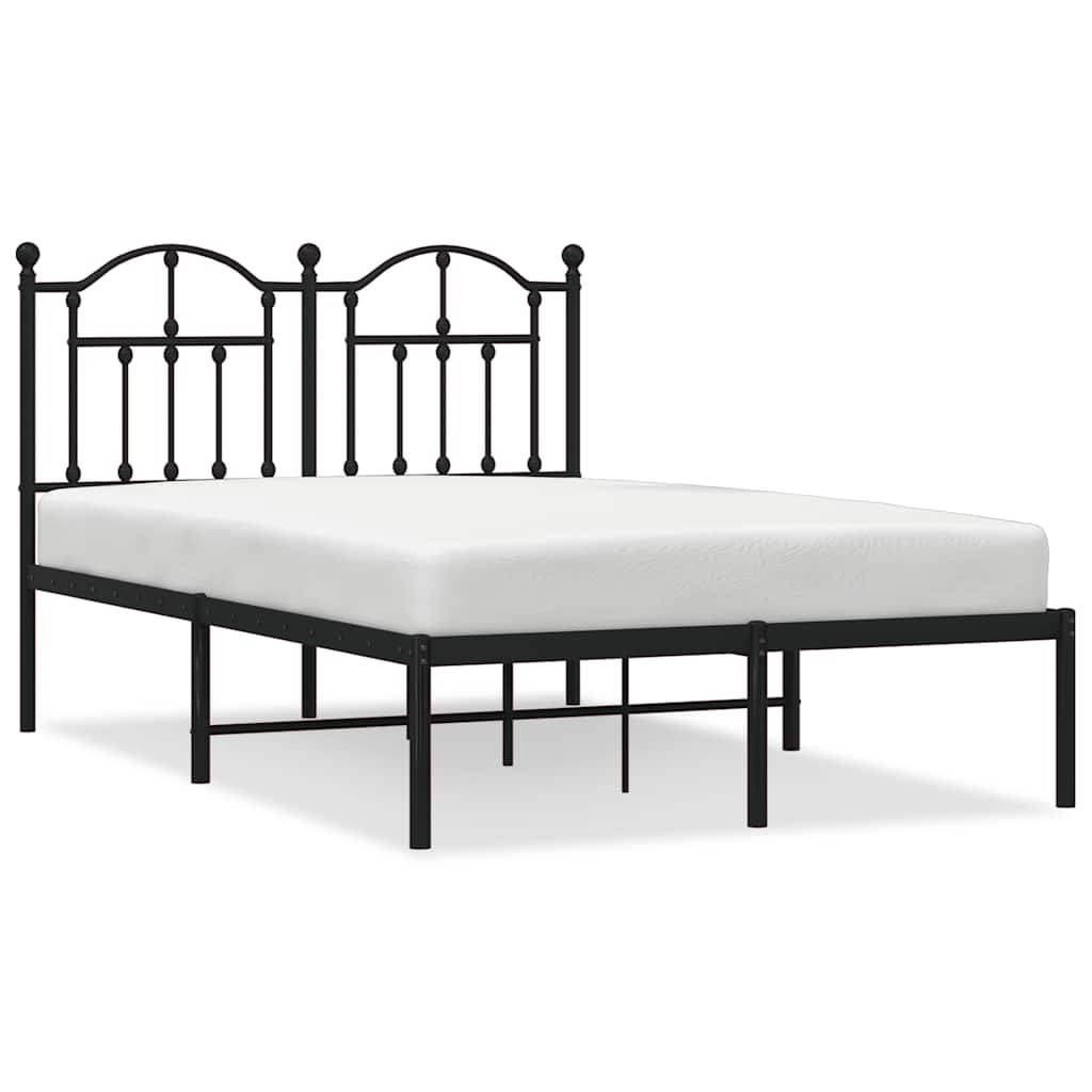 vidaXL Bettgestell mit Kopfteil Metall Schwarz 120x190 cm