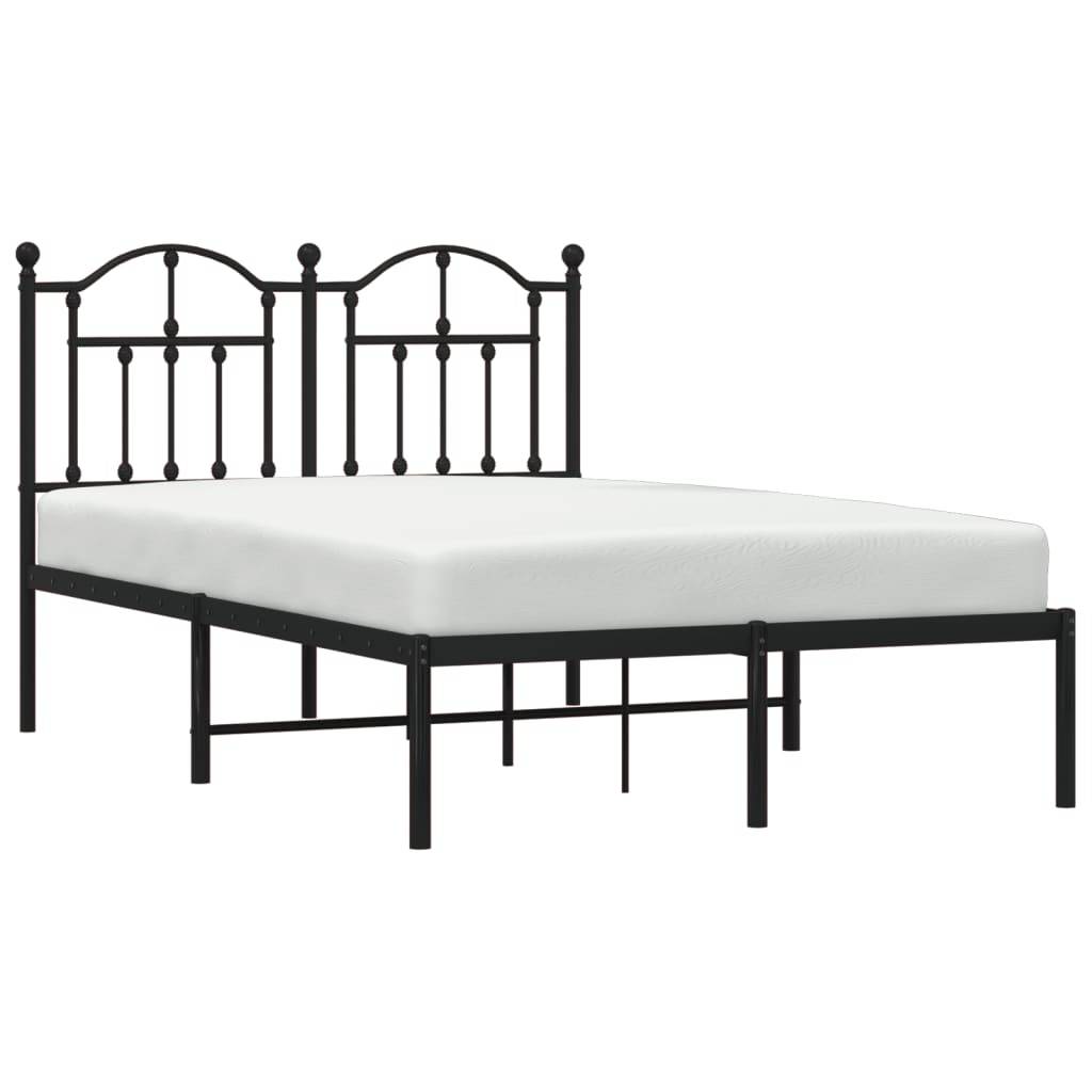 vidaXL Bettgestell mit Kopfteil Metall Schwarz 120x190 cm