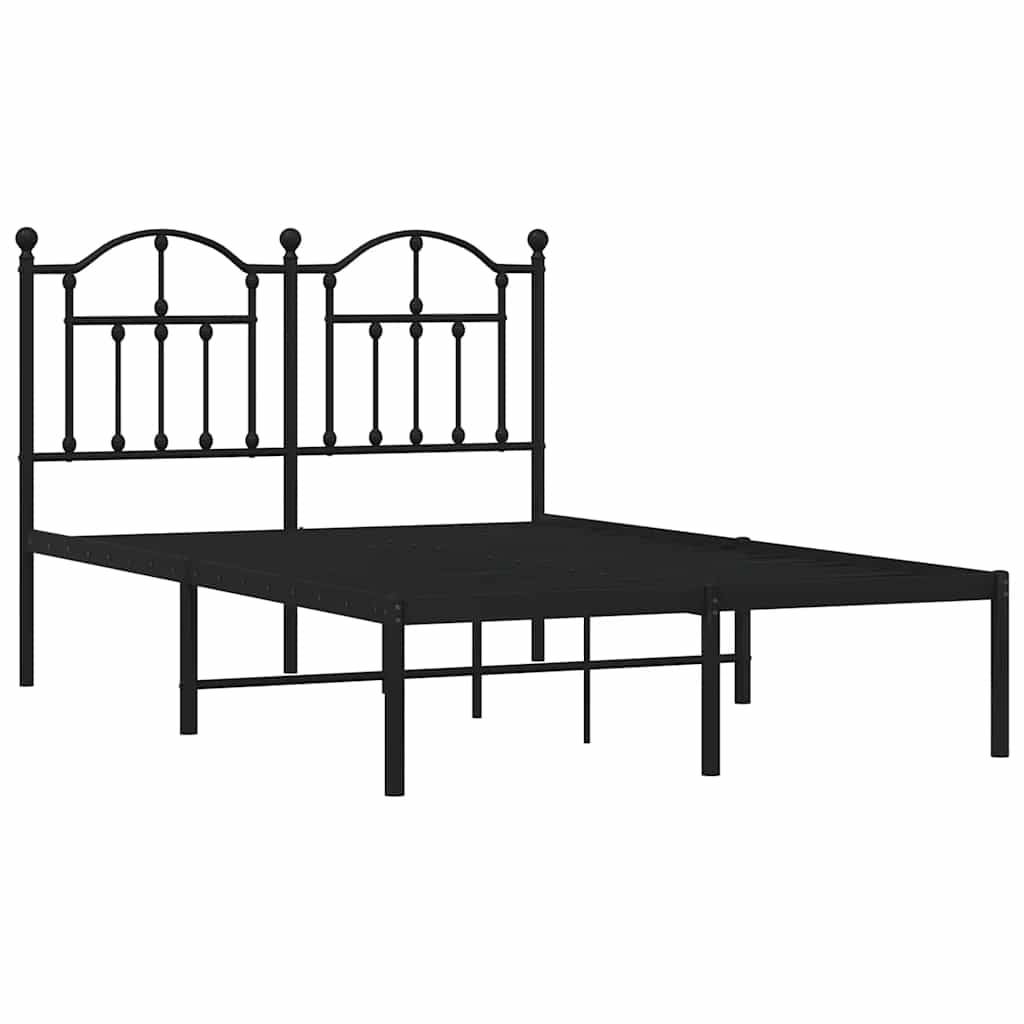 vidaXL Bettgestell mit Kopfteil Metall Schwarz 120x190 cm
