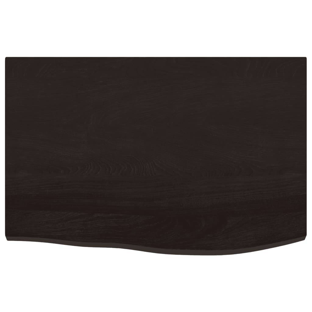 vidaXL Tischplatte Dunkelbraun 60x40x2 cm Massivholz Eiche Behandelt