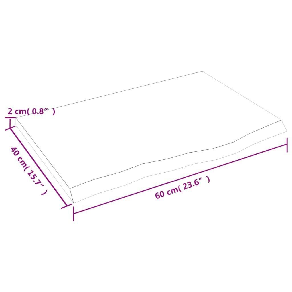 vidaXL Tischplatte Dunkelbraun 60x40x2 cm Massivholz Eiche Behandelt