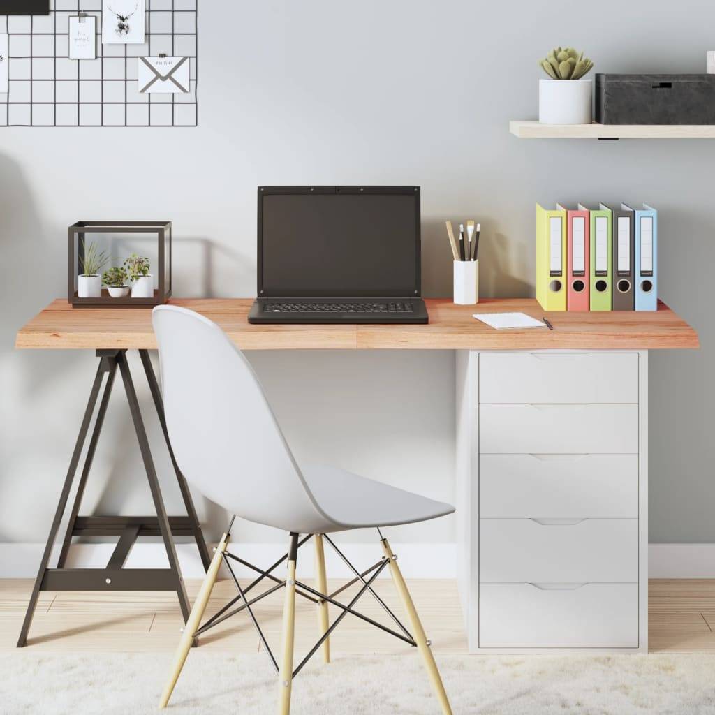 vidaXL Tischplatte Hellbraun 140x40x(2-4)cm Massivholz Eiche Behandelt