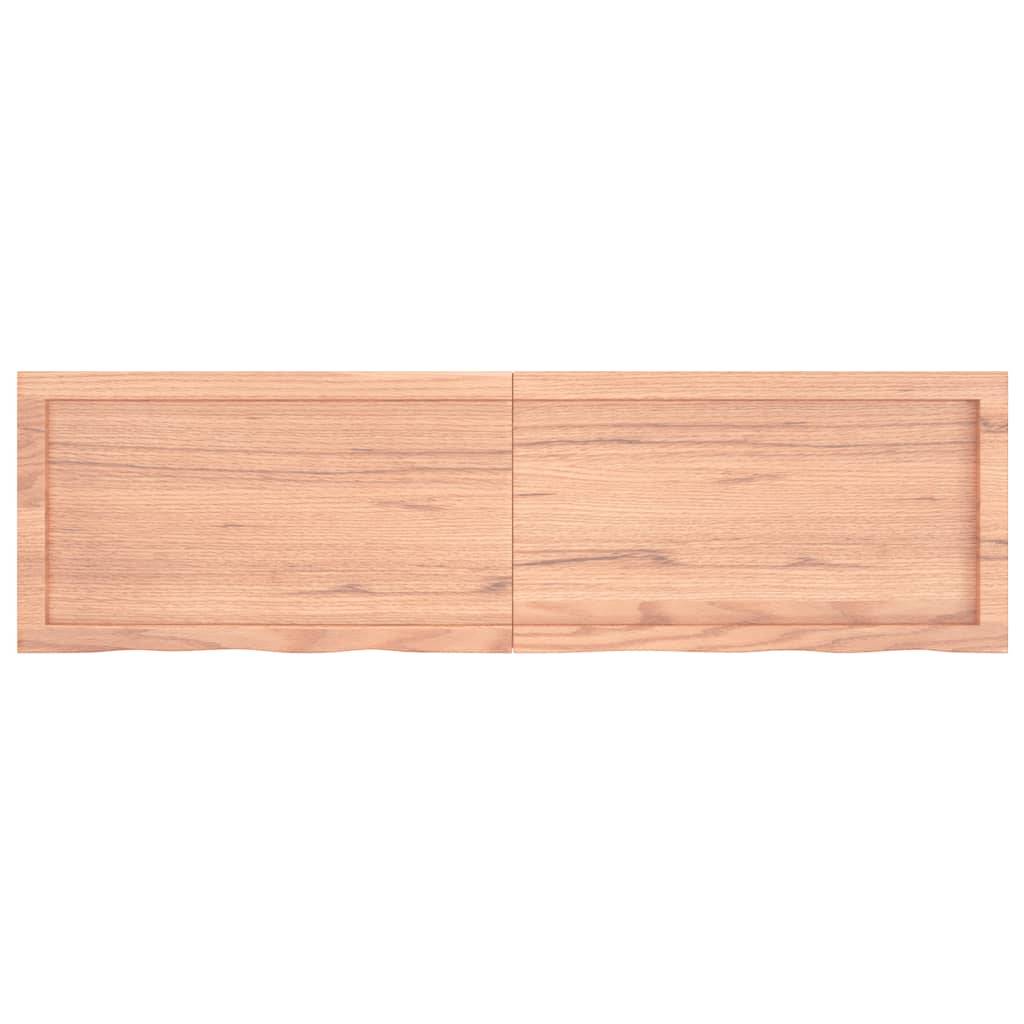 vidaXL Tischplatte Hellbraun 140x40x(2-4)cm Massivholz Eiche Behandelt