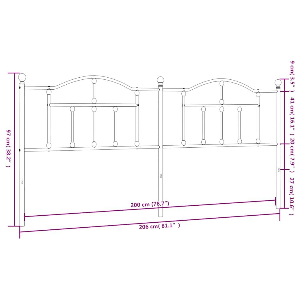 vidaXL Kopfteil Metall Schwarz 200 cm