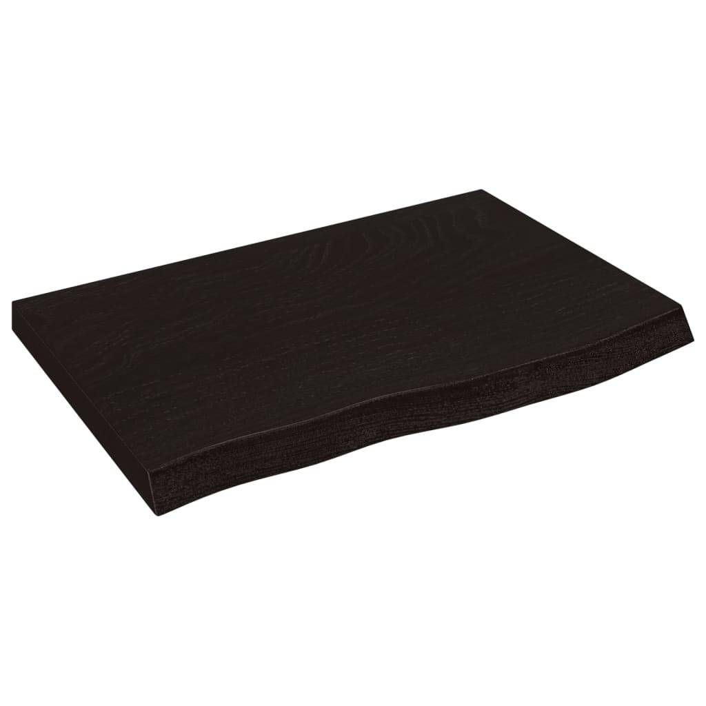 vidaXL Tischplatte Dunkelbraun 60x40x(2-4)cm Massivholz Eiche