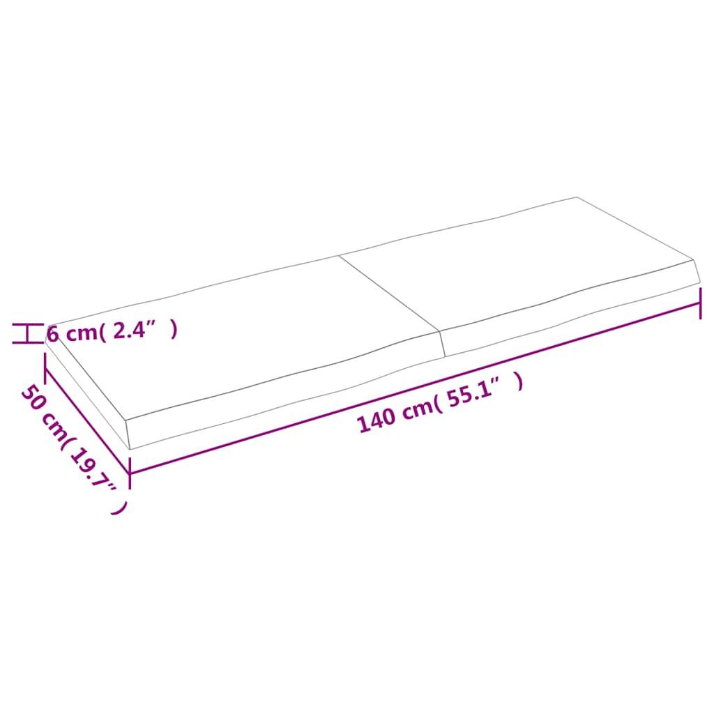 vidaXL Tischplatte 140x50x(2-6) cm Massivholz Behandelt Baumkante