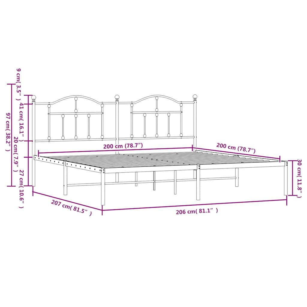 vidaXL Bettgestell mit Kopfteil Metall Weiß 200x200 cm