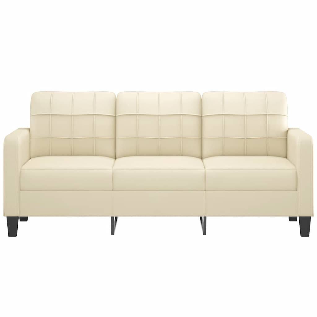 vidaXL 3-Sitzer-Sofa Creme 180 cm Kunstleder