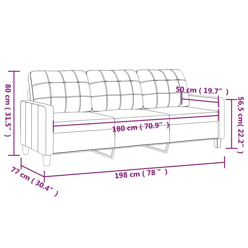 vidaXL 3-Sitzer-Sofa Creme 180 cm Kunstleder