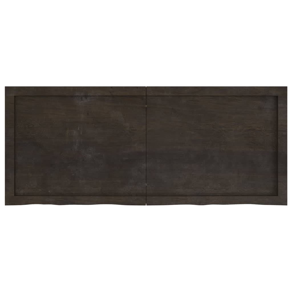 vidaXL Tischplatte Dunkelbraun 120x50x(2-4)cm Massivholz Eiche