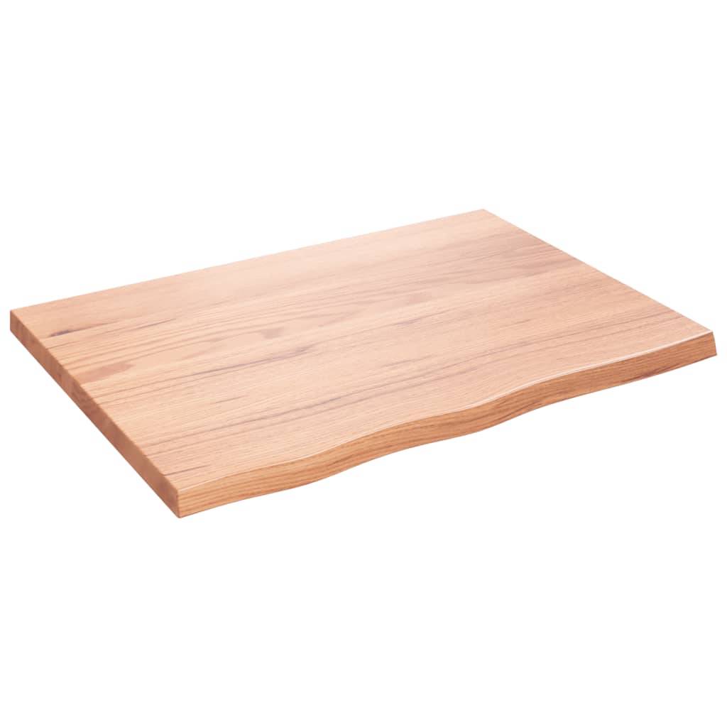 vidaXL Tischplatte Hellbraun 80x60x(2-4) cm Massivholz Eiche Behandelt