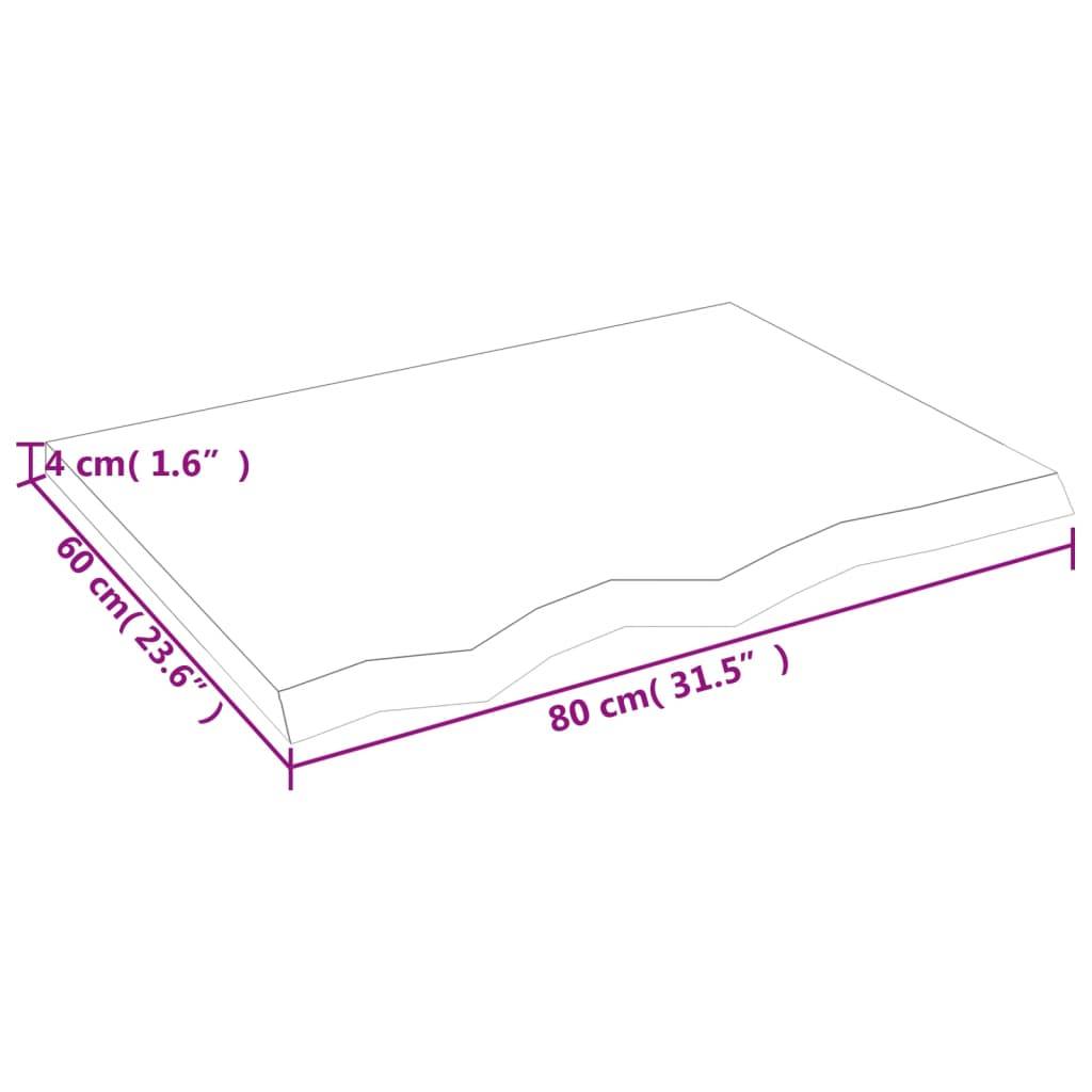 vidaXL Tischplatte Hellbraun 80x60x(2-4) cm Massivholz Eiche Behandelt