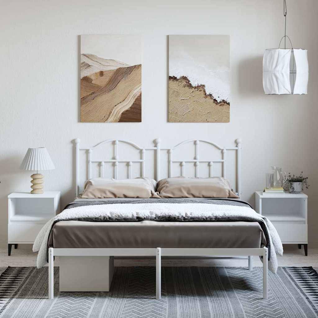 vidaXL Bettgestell mit Kopfteil Metall Weiß 150x200 cm