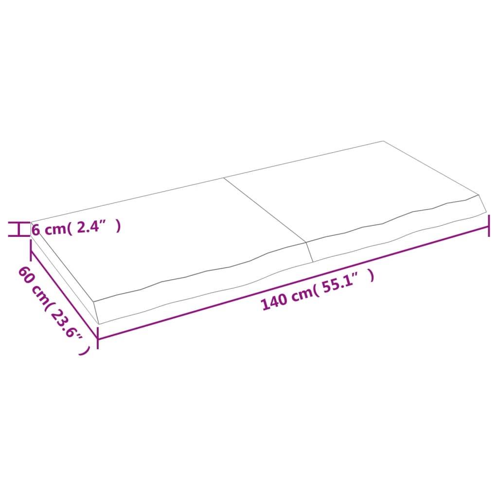vidaXL Tischplatte Dunkelbraun 140x60x(2-6)cm Massivholz Eiche