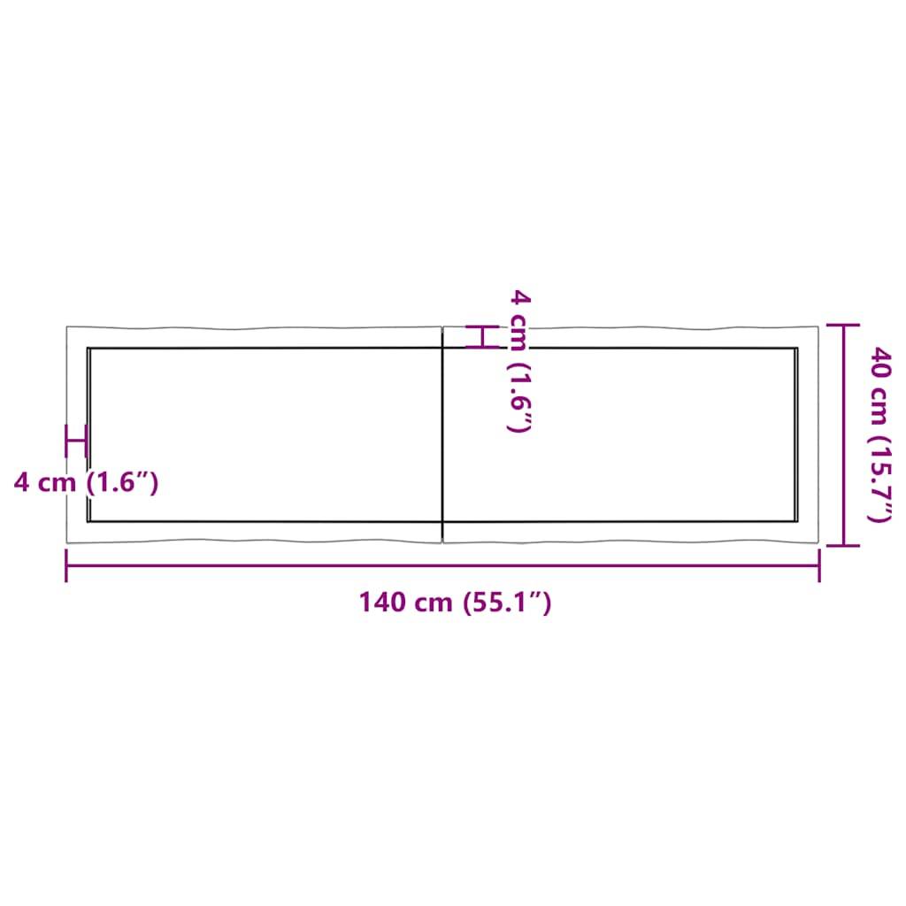 vidaXL Tischplatte 140x40x(2-6) cm Massivholz Behandelt Baumkante